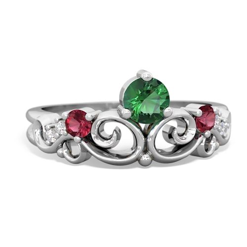 lab emerald-lab ruby crown keepsake ring