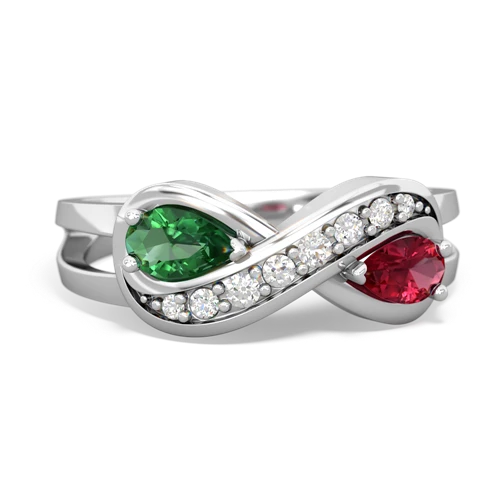 lab emerald-lab ruby diamond infinity ring
