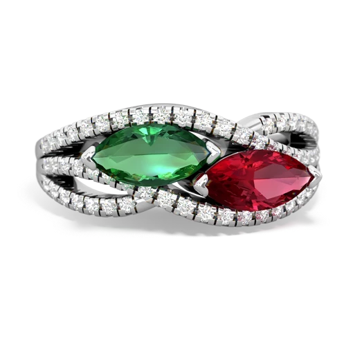 Lab Emerald Lab Created Emerald with Lab Created Ruby Diamond Rivers ring Ring