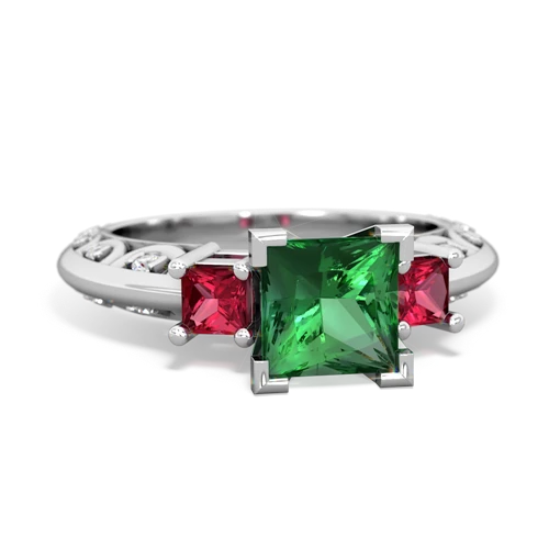 Lab Emerald Lab Created Emerald with Lab Created Ruby and Genuine Black Onyx Art Deco ring Ring