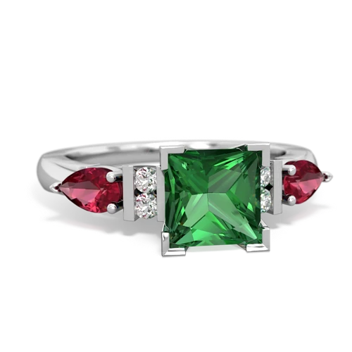 Lab Emerald Lab Created Emerald with Lab Created Ruby and  Engagement ring Ring