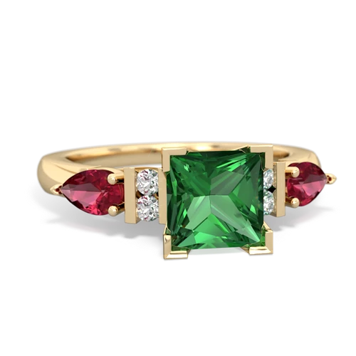 Lab Emerald Lab Created Emerald with Lab Created Ruby and Genuine Smoky Quartz Engagement ring Ring