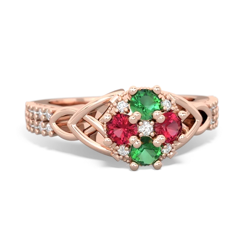 lab emerald-lab ruby engagement ring