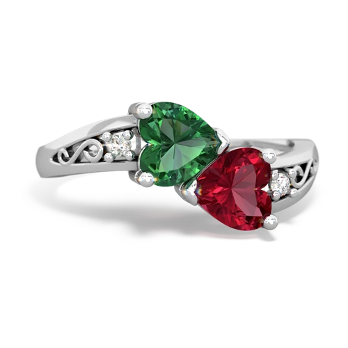 lab emerald-lab ruby filligree ring