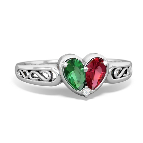 lab emerald-lab ruby filligree ring