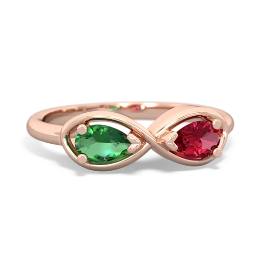 lab emerald-lab ruby infinity ring