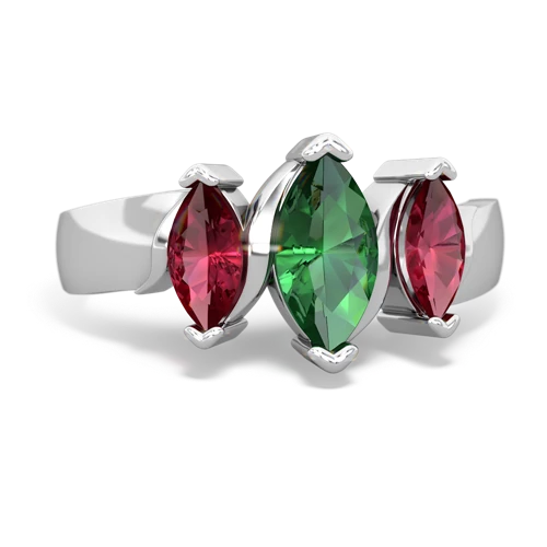 Lab Emerald Lab Created Emerald with Lab Created Ruby and Genuine Tanzanite Three Peeks ring Ring