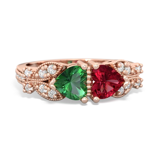lab emerald-lab ruby keepsake butterfly ring