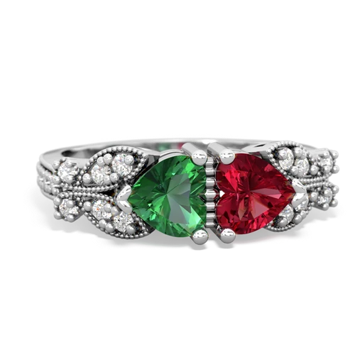 lab emerald-lab ruby keepsake butterfly ring