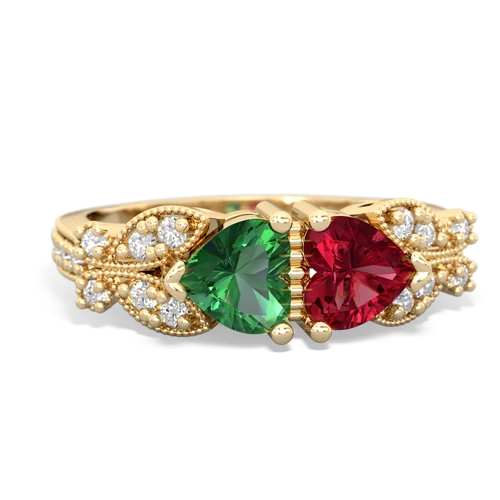 lab emerald-lab ruby keepsake butterfly ring