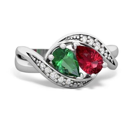 Lab Emerald Lab Created Emerald with Lab Created Ruby Summer Winds ring Ring