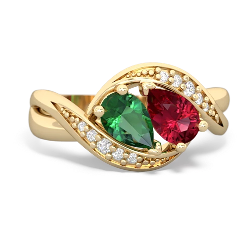 lab emerald-lab ruby keepsake curls ring