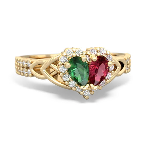 lab emerald-lab ruby keepsake engagement ring
