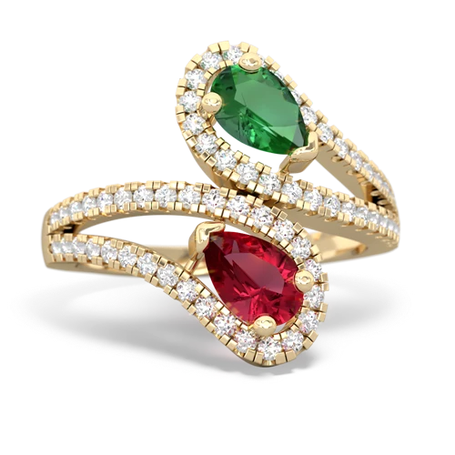 lab emerald-lab ruby pave swirls ring