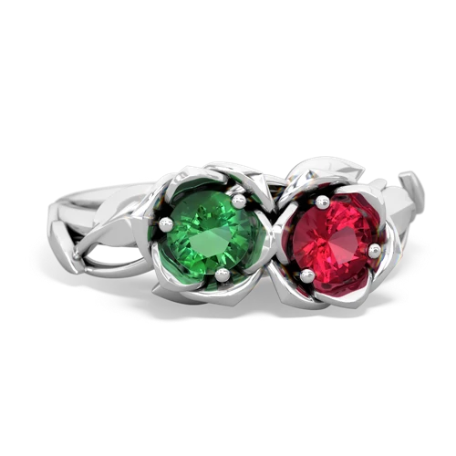 lab emerald-lab ruby roses ring