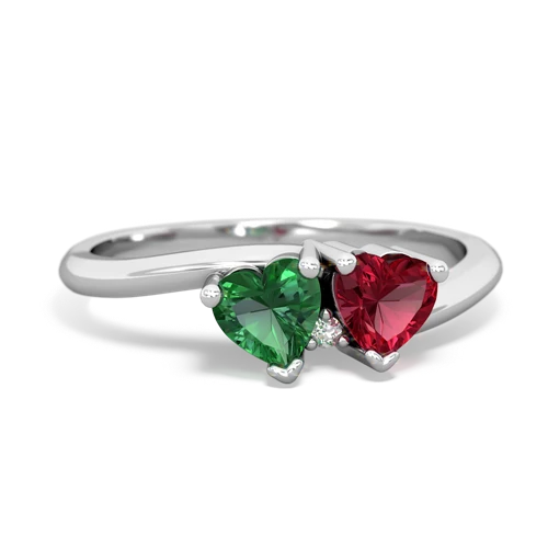 Lab Emerald Lab Created Emerald with Lab Created Ruby Sweetheart's Promise ring Ring