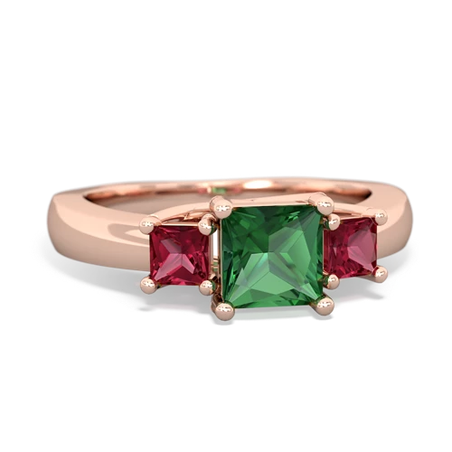 Lab Emerald Lab Created Emerald with Lab Created Ruby and Genuine Smoky Quartz Three Stone Trellis ring Ring