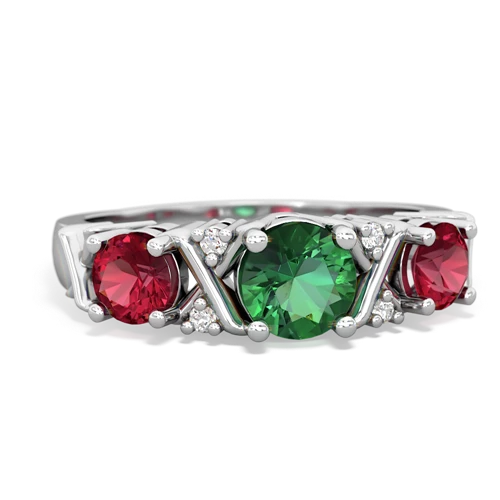 Lab Emerald Lab Created Emerald with Lab Created Ruby and  Hugs and Kisses ring Ring