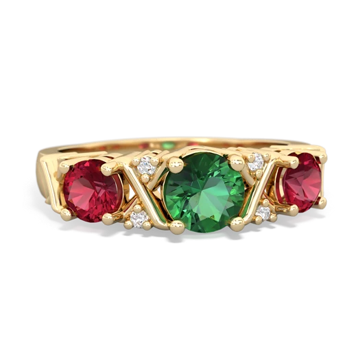 Lab Emerald Lab Created Emerald with Lab Created Ruby and Genuine Black Onyx Hugs and Kisses ring Ring