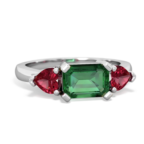 Lab Emerald Lab Created Emerald with Lab Created Ruby and Genuine Smoky Quartz Three Stone ring Ring