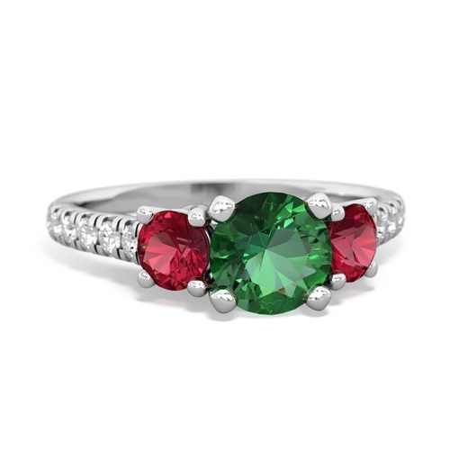 Lab Emerald Lab Created Emerald with Lab Created Ruby and Genuine Tanzanite Pave Trellis ring Ring