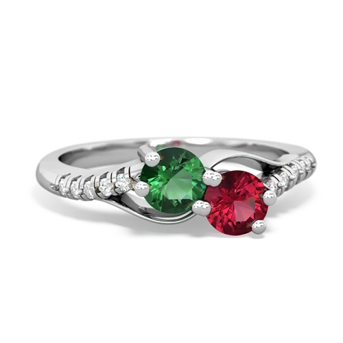 lab emerald-lab ruby two stone infinity ring