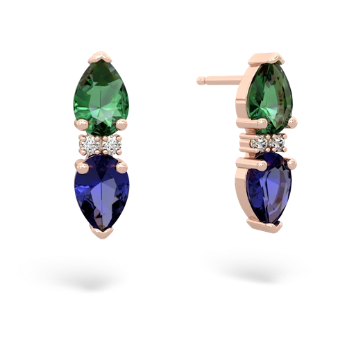 lab emerald-lab sapphire bowtie earrings