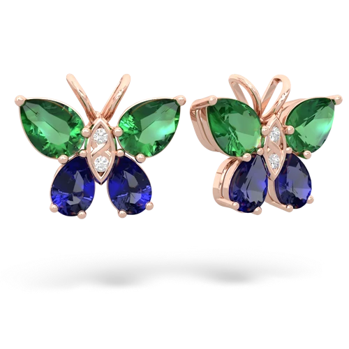 lab emerald-lab sapphire butterfly earrings