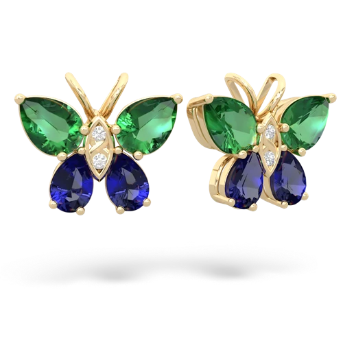 lab emerald-lab sapphire butterfly earrings