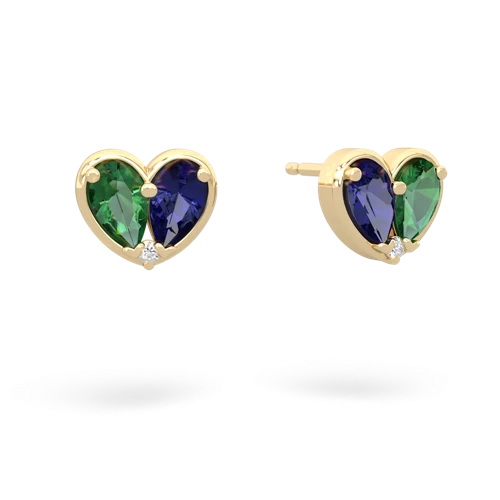 lab emerald-lab sapphire one heart earrings