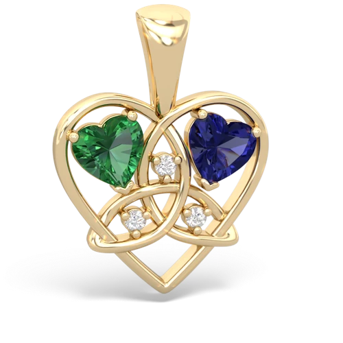 lab emerald-lab sapphire celtic heart pendant