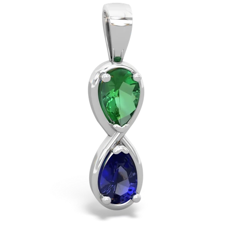 lab emerald-lab sapphire infinity pendant