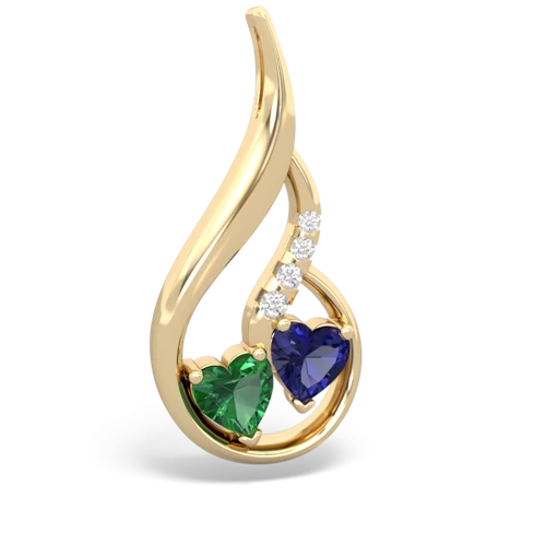Lab Emerald Lab Created Emerald with Lab Created Sapphire Keepsake Curves pendant Pendant