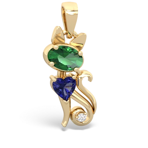 Lab Emerald Lab Created Emerald with Lab Created Sapphire Kitten pendant Pendant