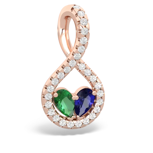 lab emerald-lab sapphire pave twist pendant