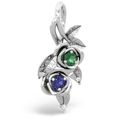 lab emerald-lab sapphire rose vine pendant