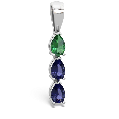 lab emerald-lab sapphire three stone pendant