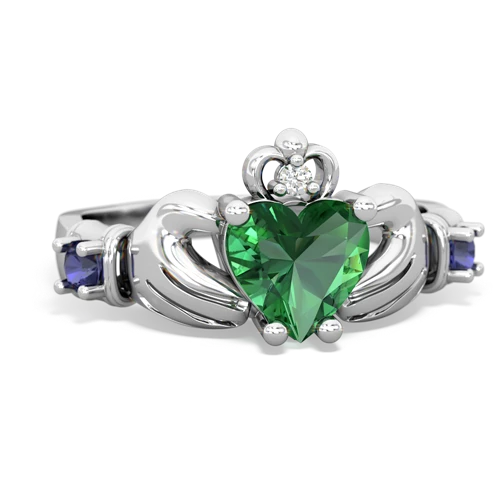 Lab Emerald Lab Created Emerald with Lab Created Sapphire and  Claddagh ring Ring