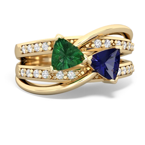 Lab Emerald Lab Created Emerald with Lab Created Sapphire Bowtie ring Ring