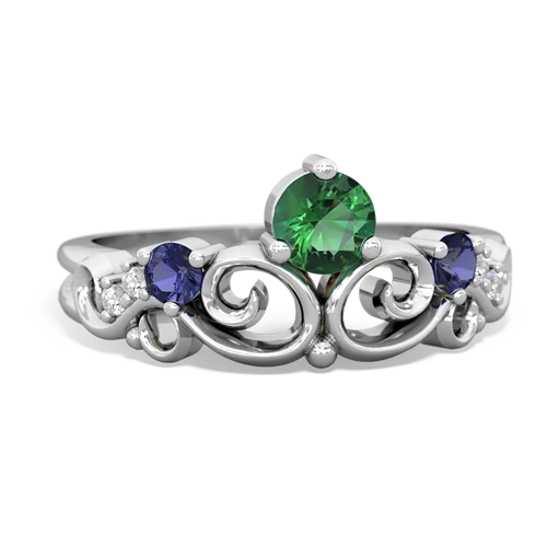 lab emerald-lab sapphire crown keepsake ring