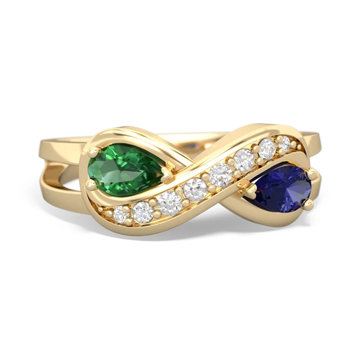 Lab Emerald Lab Created Emerald with Lab Created Sapphire Diamond Infinity ring Ring