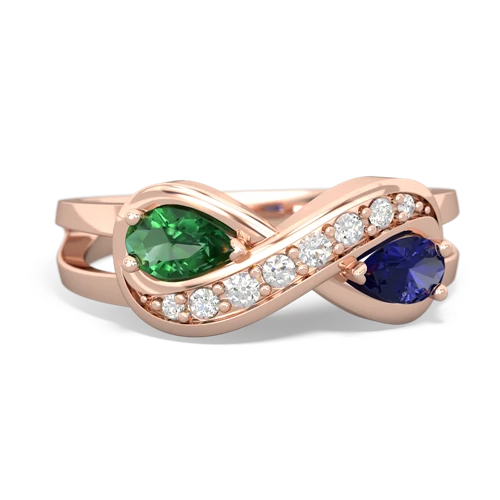 lab emerald-lab sapphire diamond infinity ring