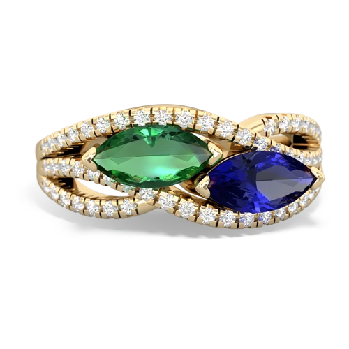 Lab Emerald Lab Created Emerald with Lab Created Sapphire Diamond Rivers ring Ring