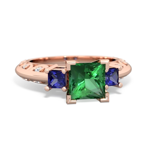 Lab Emerald Lab Created Emerald with Lab Created Sapphire and  Art Deco ring Ring