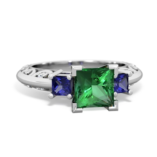 Lab Emerald Lab Created Emerald with Lab Created Sapphire and Genuine Opal Art Deco ring Ring