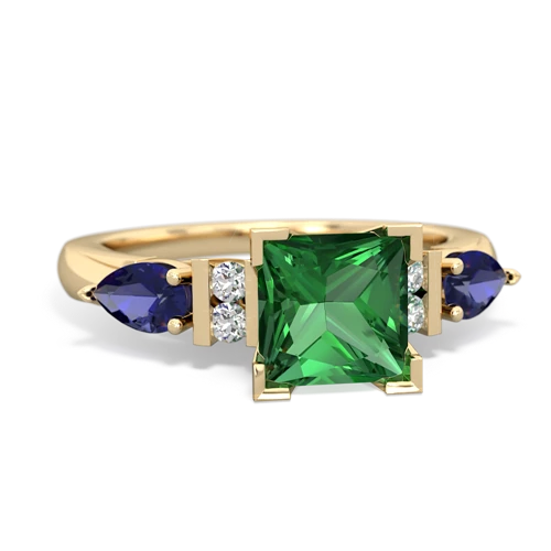 Lab Emerald Lab Created Emerald with Lab Created Sapphire and Genuine Fire Opal Engagement ring Ring