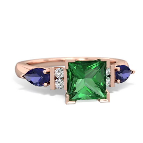 lab emerald-lab sapphire engagement ring