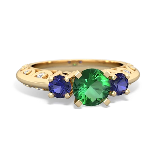 Lab Emerald Lab Created Emerald with Lab Created Sapphire Art Deco ring Ring
