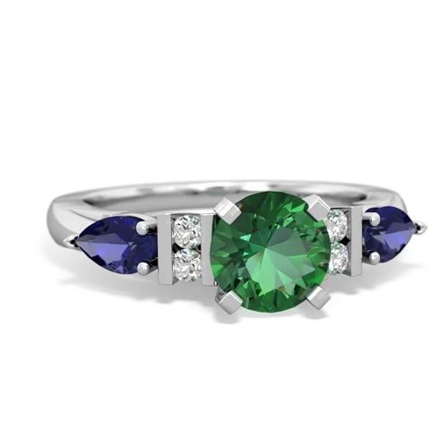 Lab Emerald Lab Created Emerald with Lab Created Sapphire and  Engagement ring Ring