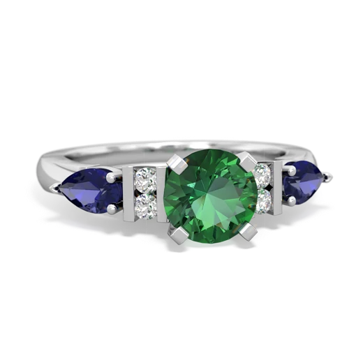 lab emerald-lab sapphire engagement ring